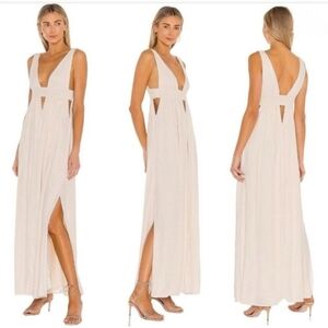 Indah Cream Maxi Dress with Side Slits